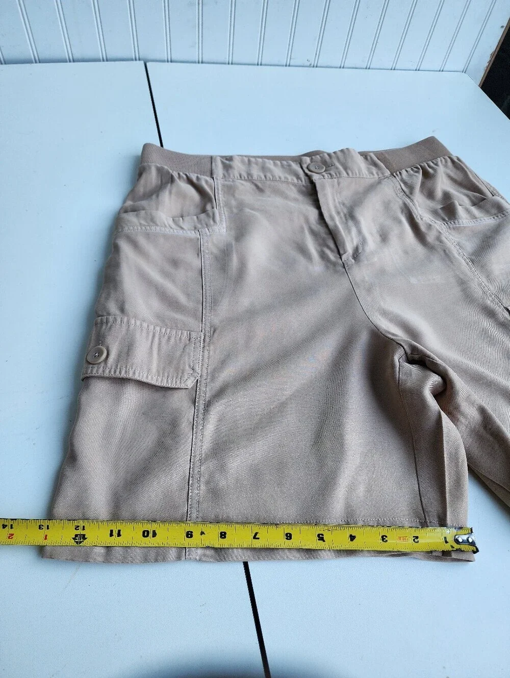 Soft Surroundings Shorts Women Khaki Beige Bayside Shorts Cargo Pockets Sz L